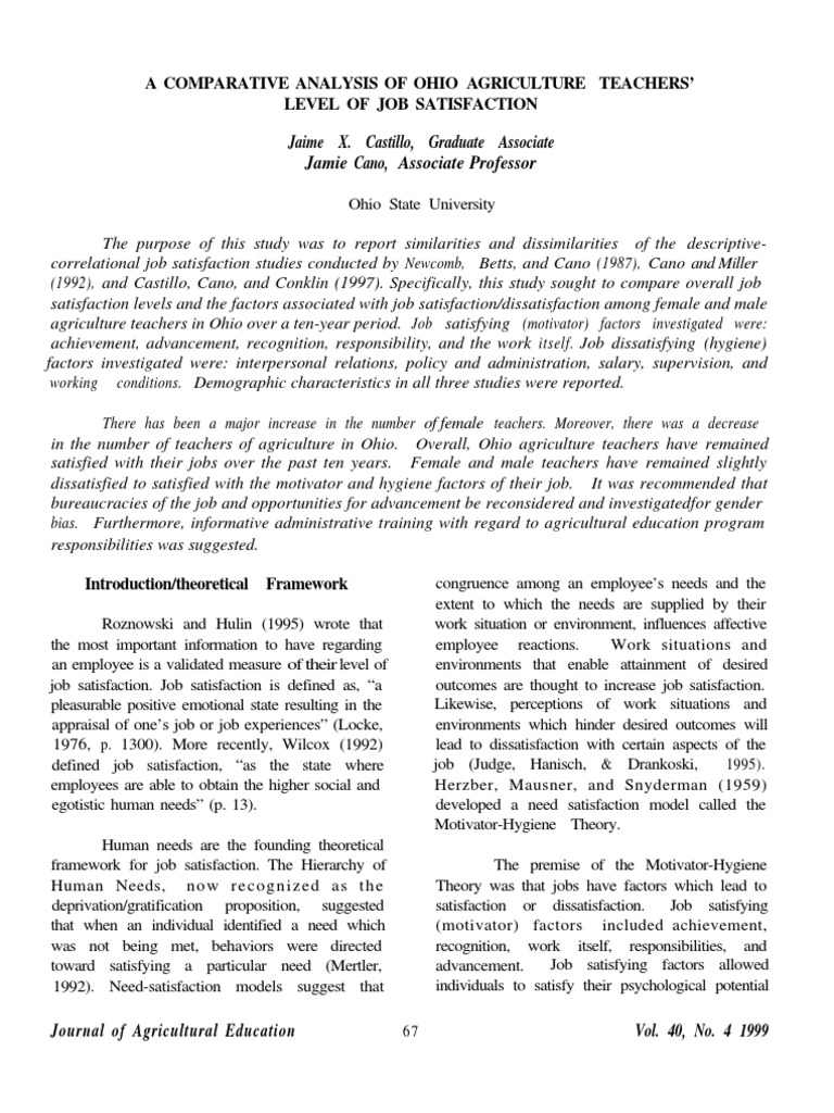 Job Satisfaction Of Teachers Job Satisfaction Standard Deviation