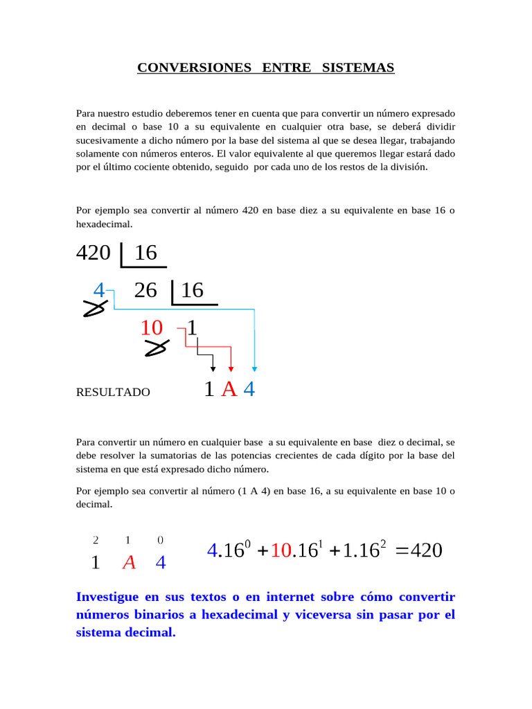 Conversión de Números entre Sistemas Numéricos | PDF
