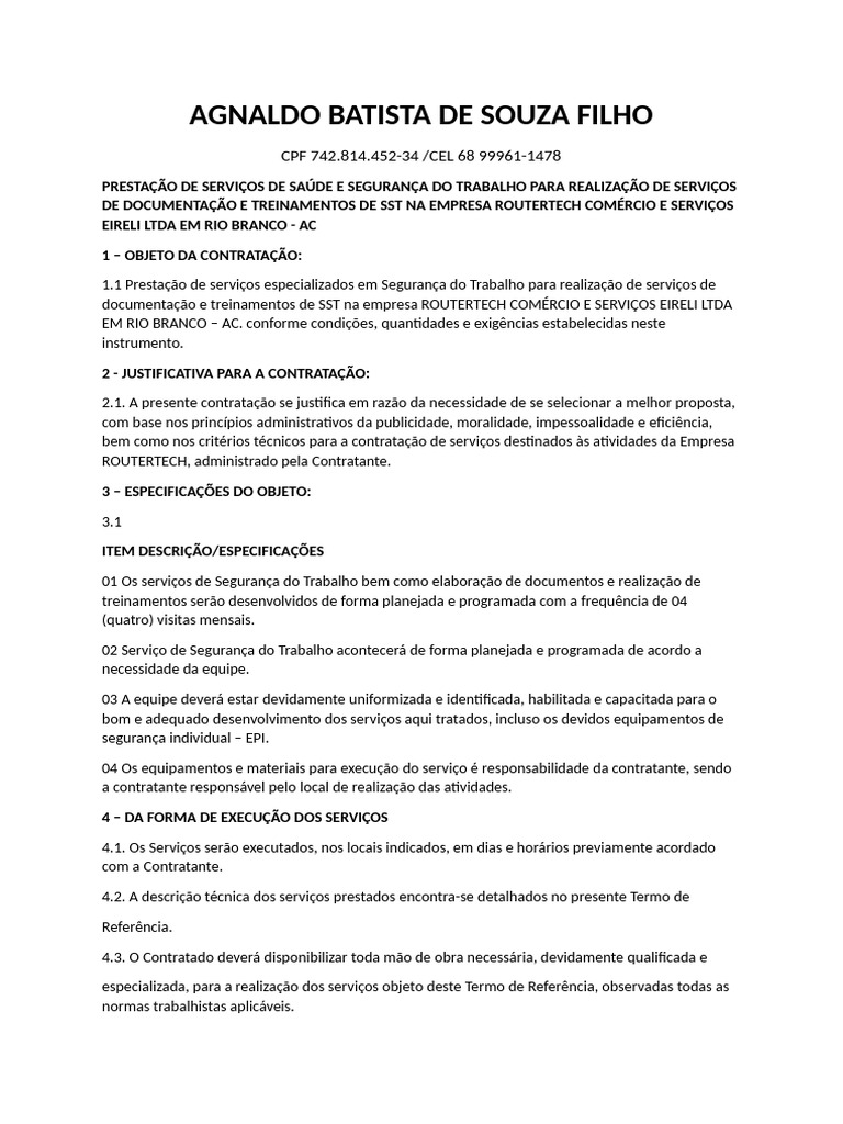 Serviços de SST para Routertech EIRELI | PDF