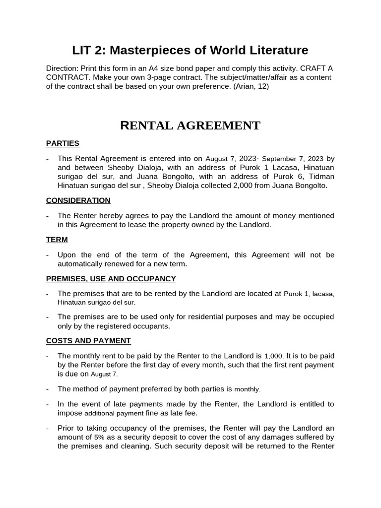 Rental | PDF | Renting | Landlord