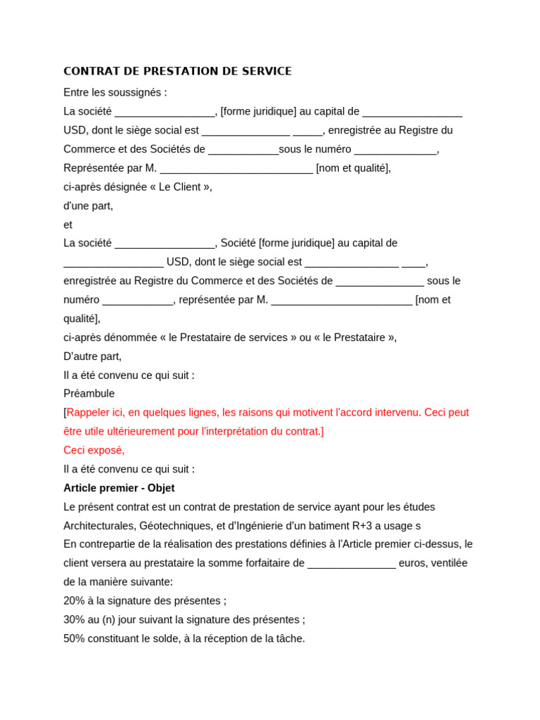 Contrat de Prestation de Service | PDF | Arbitrage