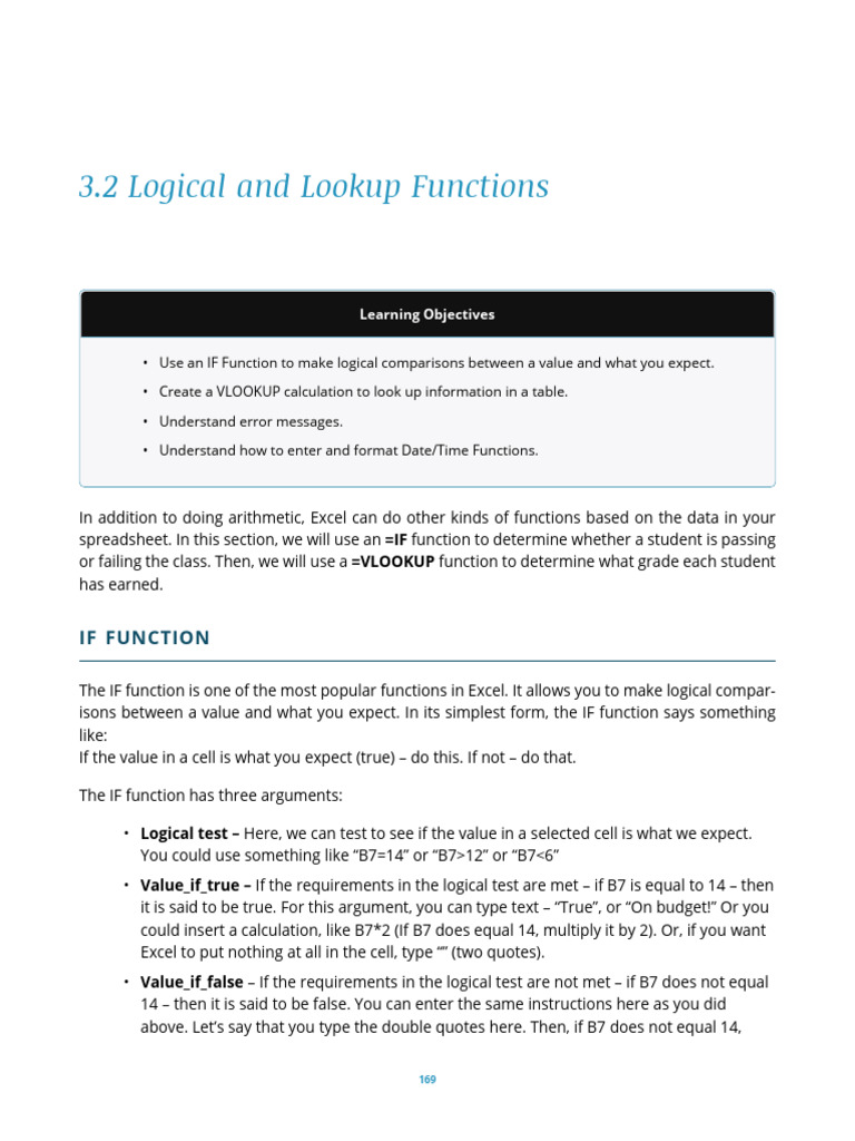 Excel IF and VLOOKUP Functions Guide | PDF | Computer Programming ...
