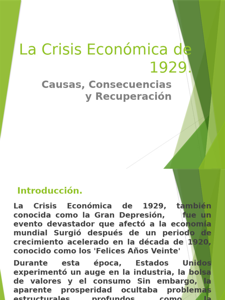 Crisis Económica de 1929: Causas y Efectos | PDF | Nuevo acuerdo | Gran ...