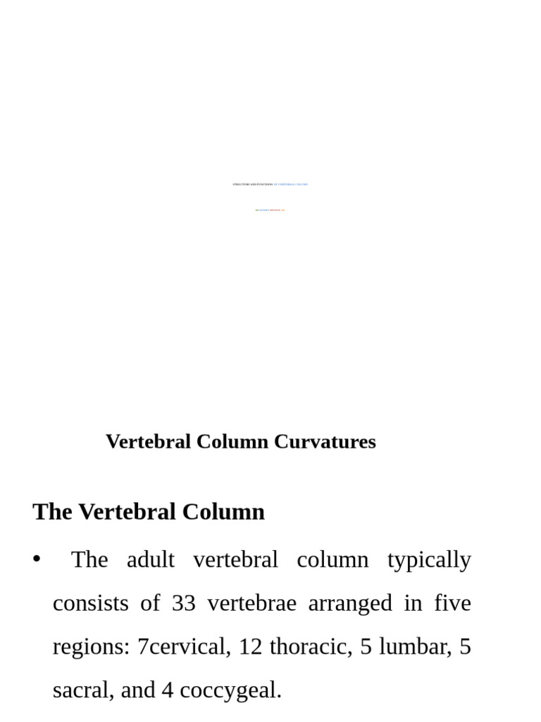 Vertebral Column: Structure & Functions | PDF | Vertebral Column | Vertebra