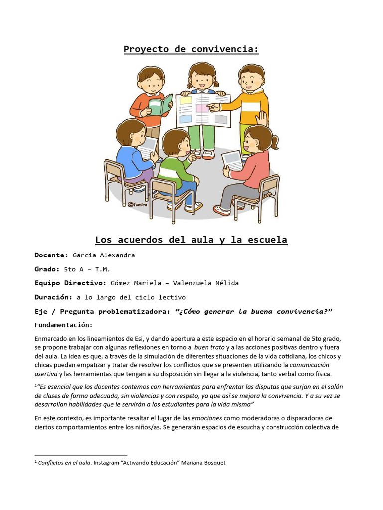 Proyecto CONVIVENCIA | PDF | Maestros | Salón de clases
