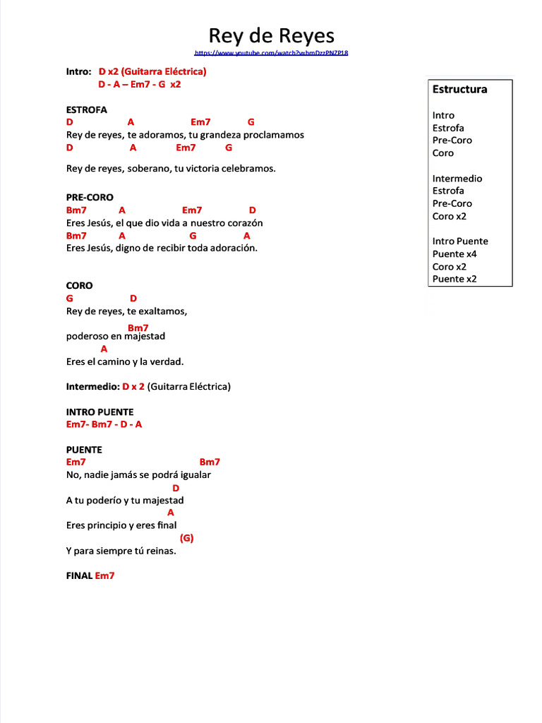 Acordes y Letra de 