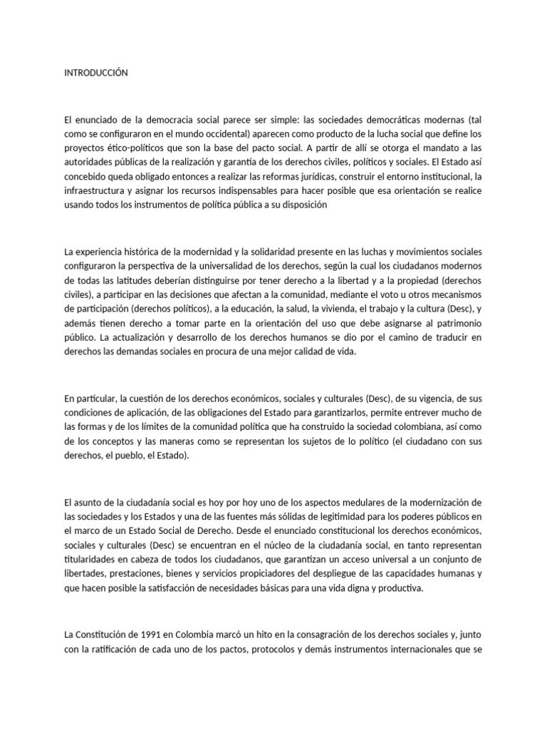 Ciudadanía Social y Derechos en Colombia | PDF | Derechos humanos ...