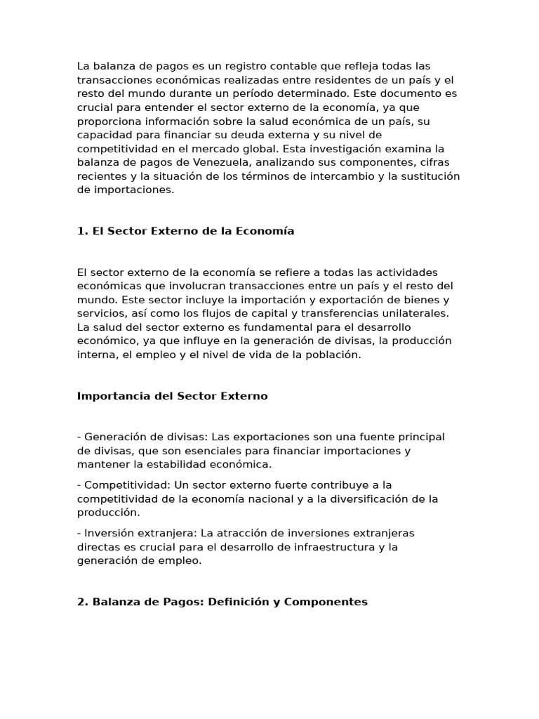 Balanza de Pagos de Venezuela: Análisis Económico | PDF | Balance de ...