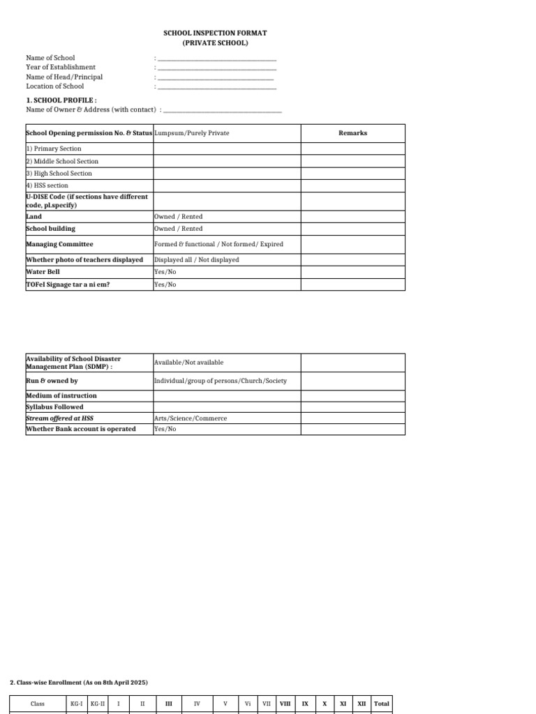 Inspection Format (Private) | PDF