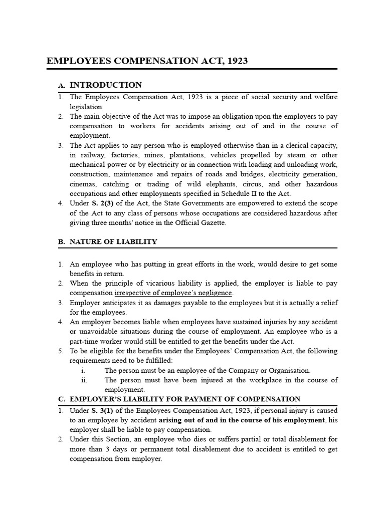 Overview of Employees Compensation Act | PDF | Legal Liability | Employment