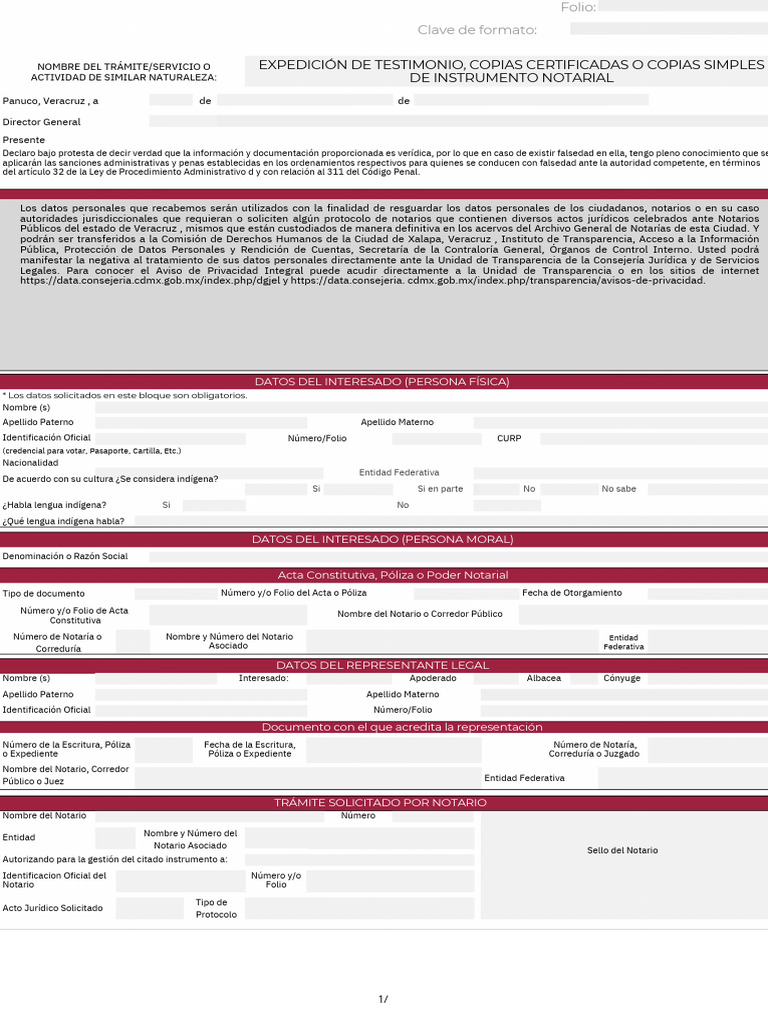 Solicitud de Testimonio Notarial | PDF