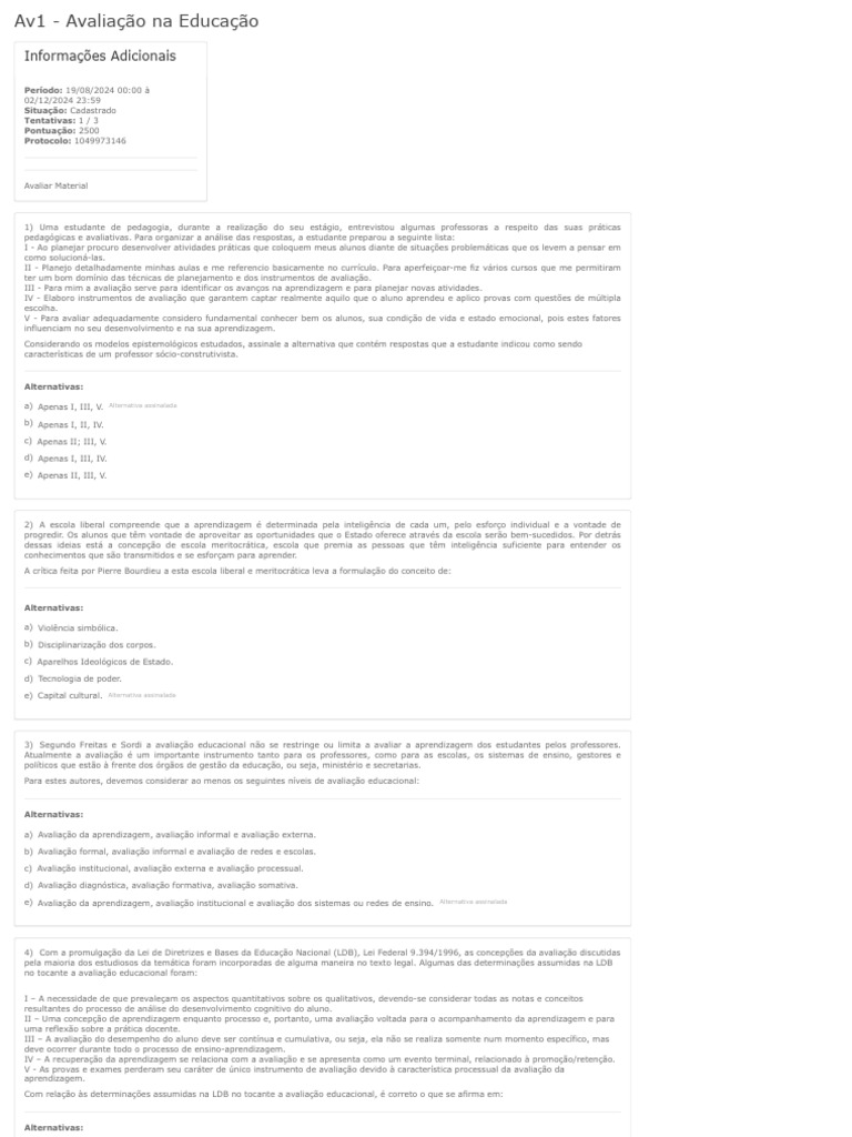 Avaliação Educacional e Práticas Pedagógicas | PDF | Aprendizado ...