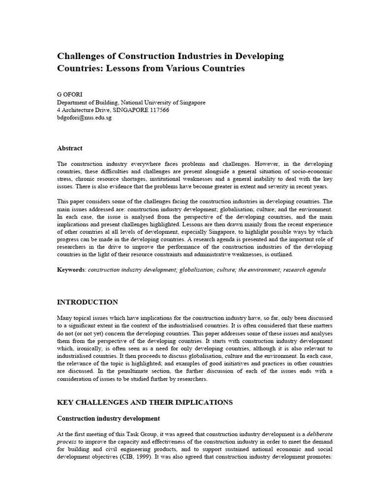 Construction Challenges in Developing Nations | PDF | Recycling ...