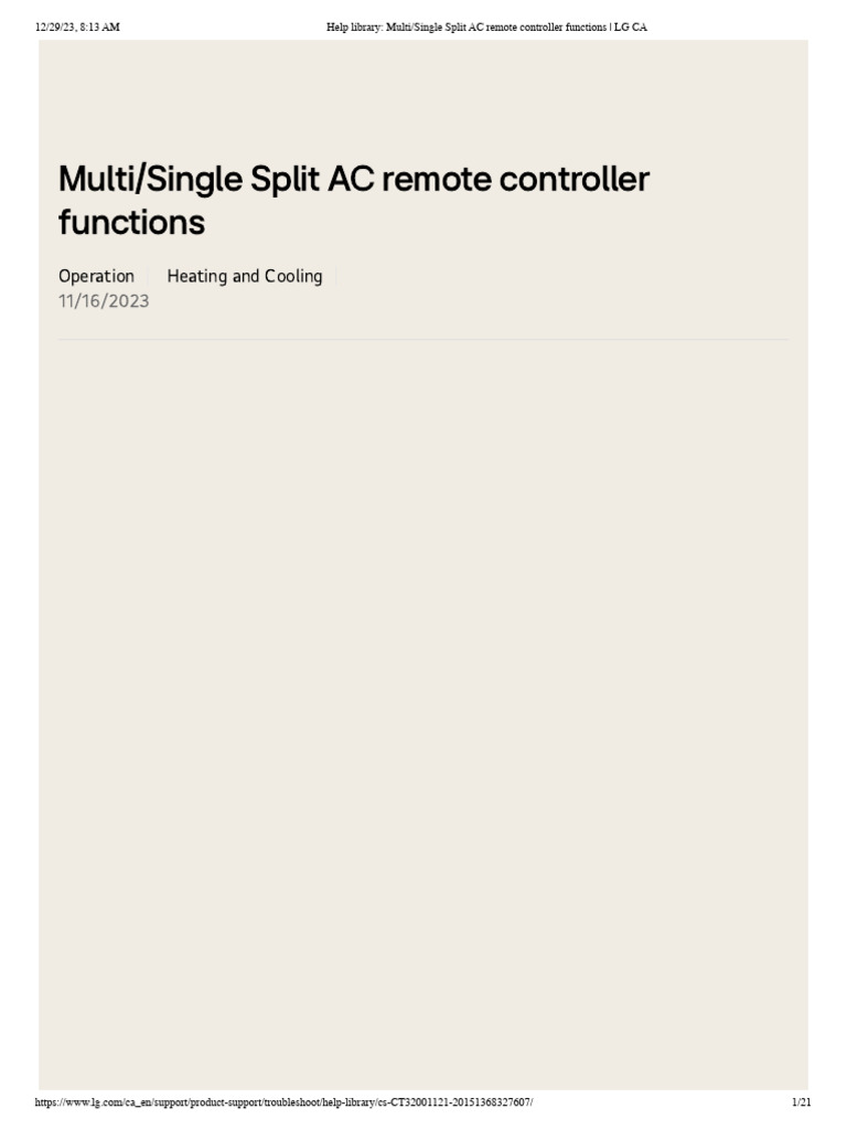 LG AC Remote Control Functions Guide | PDF | Air Conditioning | Water ...