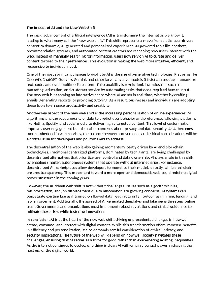 The Impact of AI and The New Web Shift | PDF | Artificial Intelligence ...
