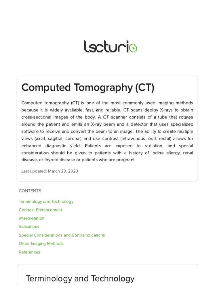 Understanding Computed Tomography (CT) | PDF | Ct Scan | Medical Imaging