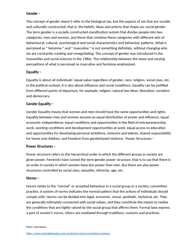 Understanding Gender and Equality Concepts | PDF | Gender | Gender Studies