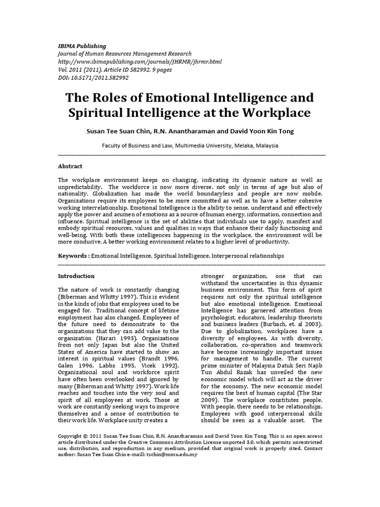 The Roles of Emotional Intelligence And | PDF | Emotions | Emotional ...