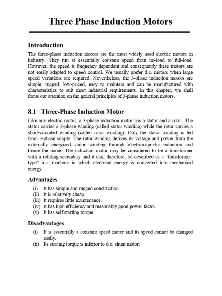 Applications of 3-Phase Induction Motors | PDF