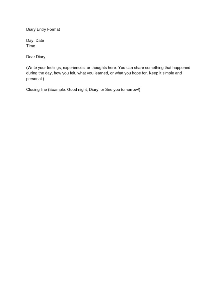 Diary Entry Format Guide | PDF