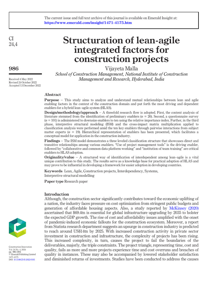 Lean-Agile Integration in Construction | PDF | Agile Software ...