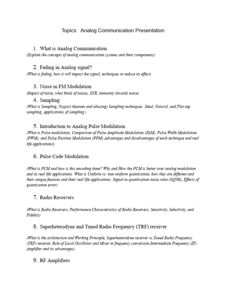 Suggestions for Analog Communication | PDF | Frequency Modulation ...