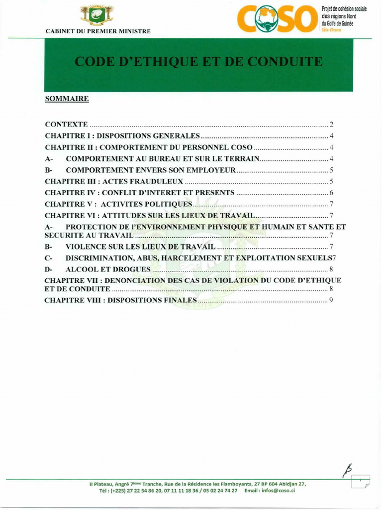Code D Éthique Et de Conduite À Afficher Et Remettre Prestataire-1 | PDF