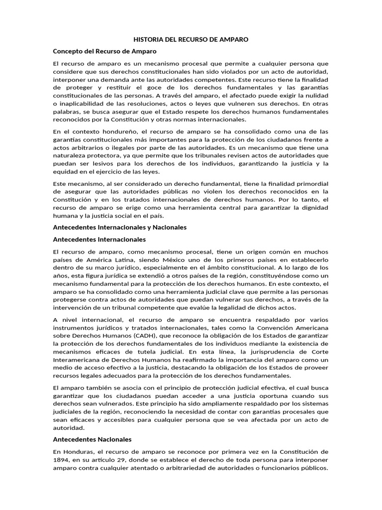 Historia del Recurso de Amparo | PDF | Derecho Constitucional ...