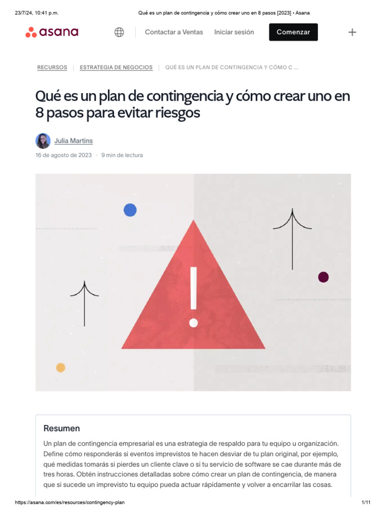 Cómo crear un plan de contingencia eficaz | PDF | Riesgo