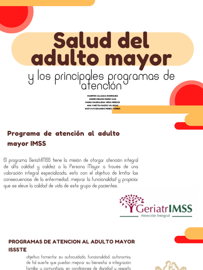Programas de Atención al Adulto Mayor | PDF | Vejez | Enfermedades y ...