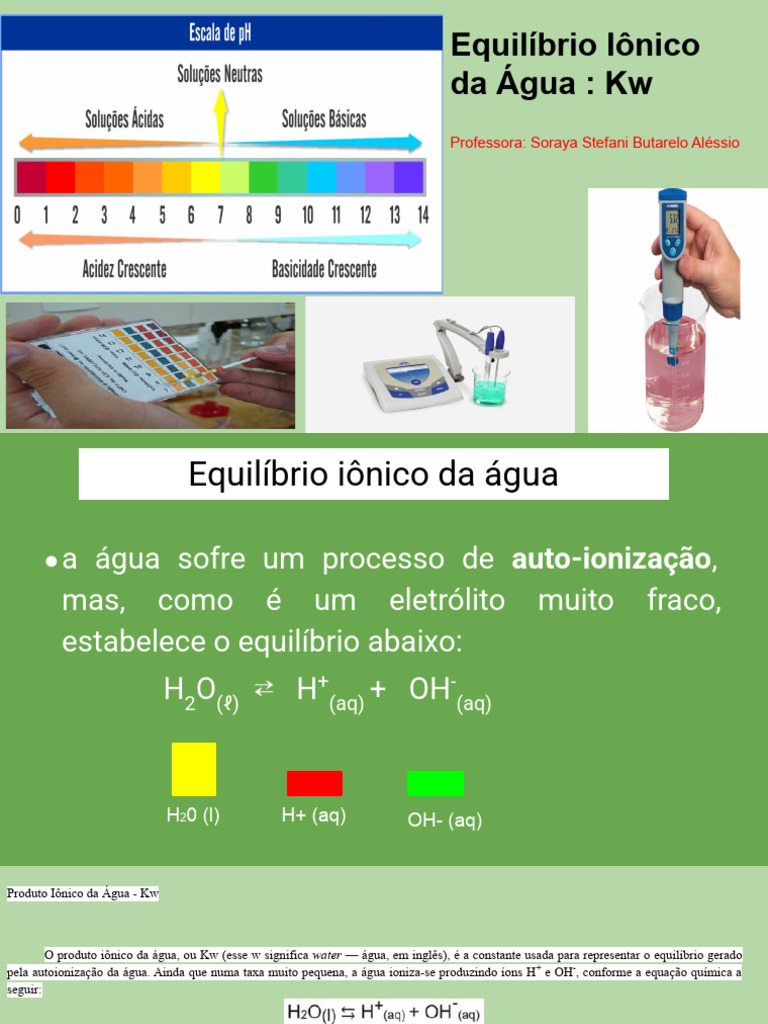 Produto Iônico da Água: Kw e pH | PDF | Ph | Química Física