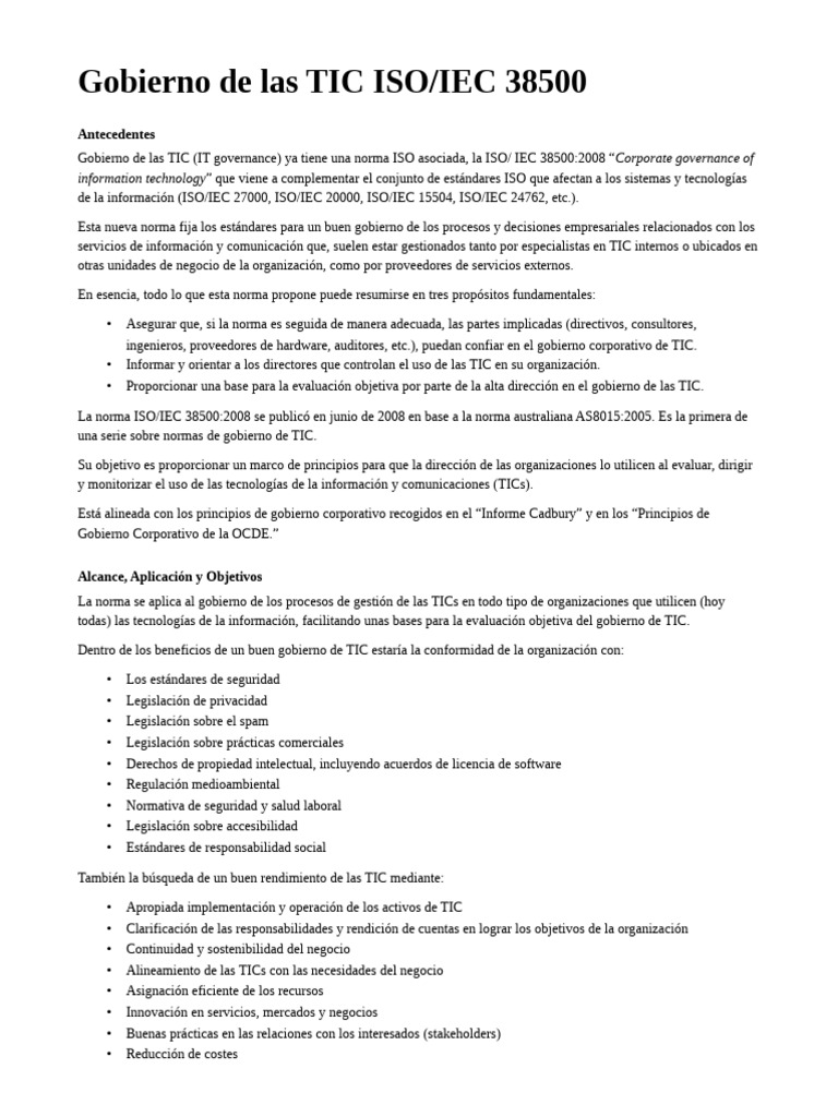 ISO 38500 IT Governance | PDF | Business