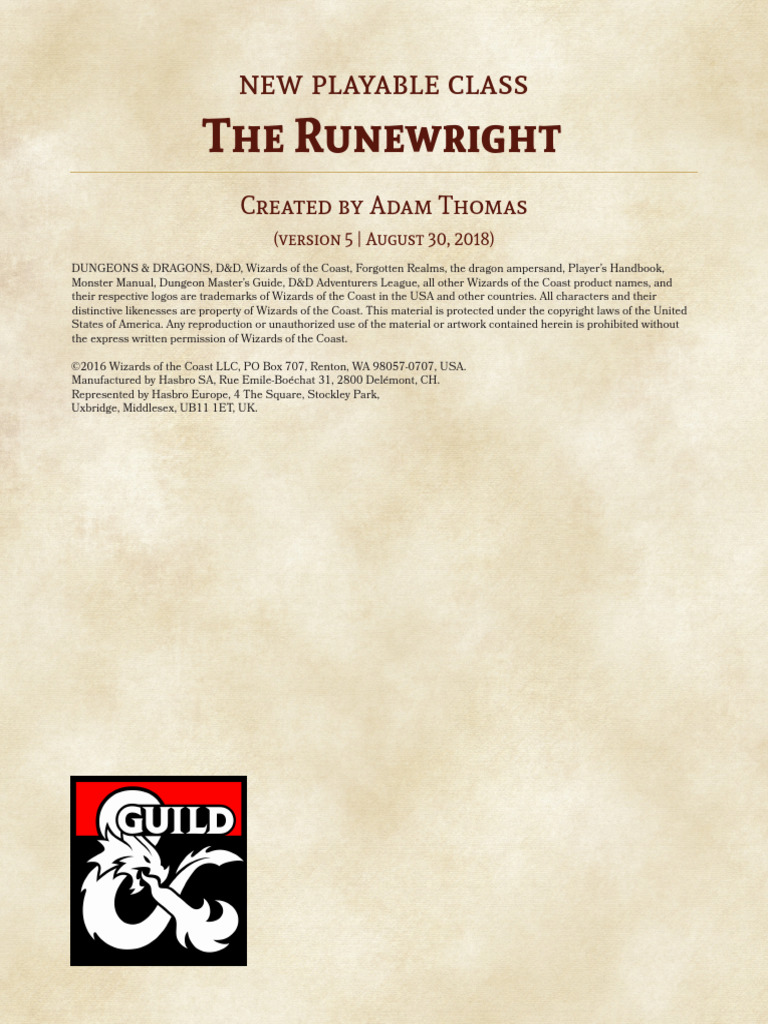 Runewright Version 5 AdamThomas | PDF | Dungeons & Dragons | Wizards Of ...