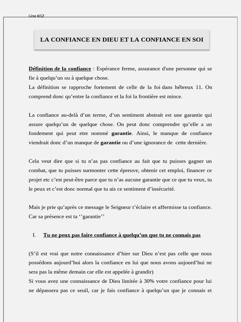 Confiance en Dieu et en soi : clés spirituelles | PDF | Moïse | Dieu