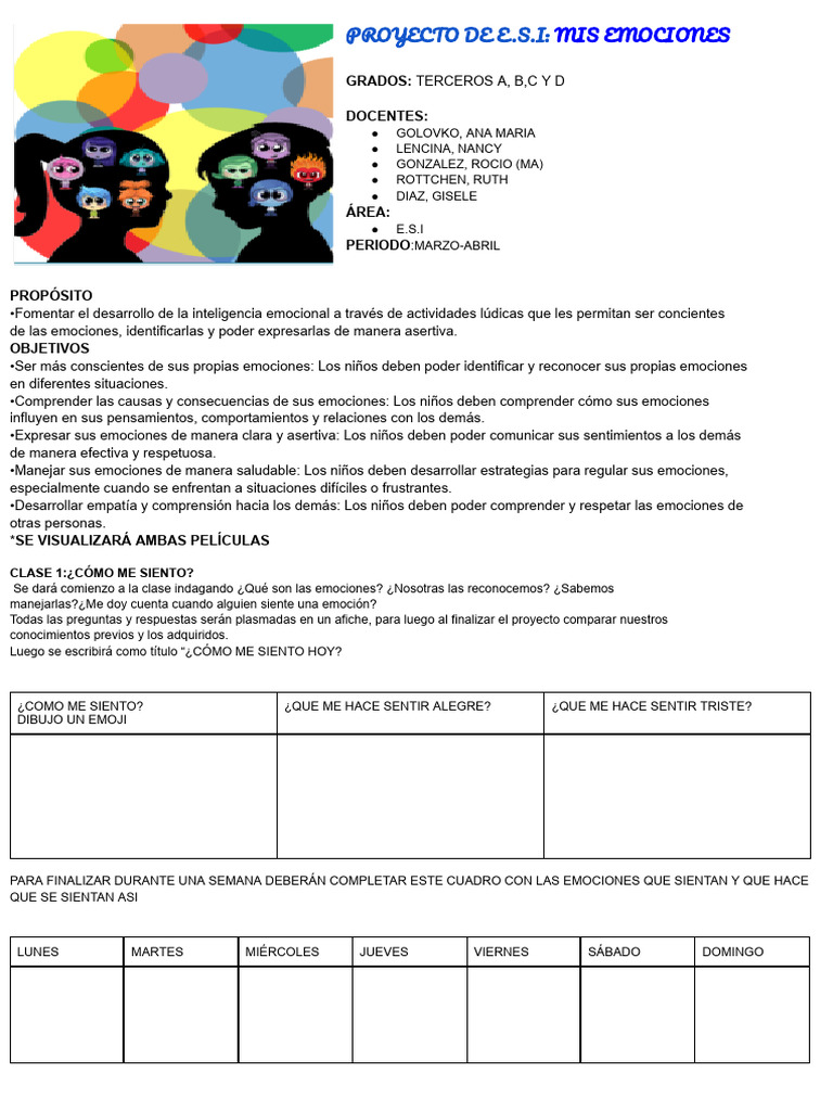 Taller de Esi - Las Emociones 2025 | PDF | Las emociones | Sicología