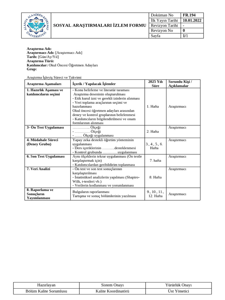 İzlem Formu Örnek | PDF