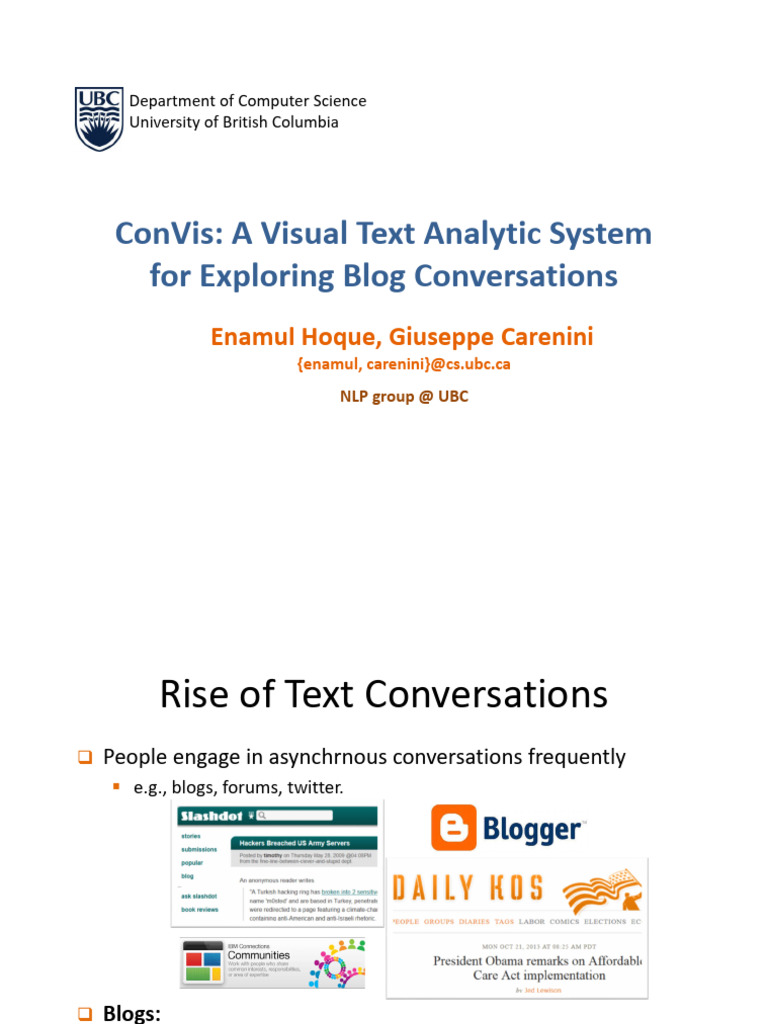 ConVis: Visualizing Blog Conversations | PDF | Blog | Visualization ...
