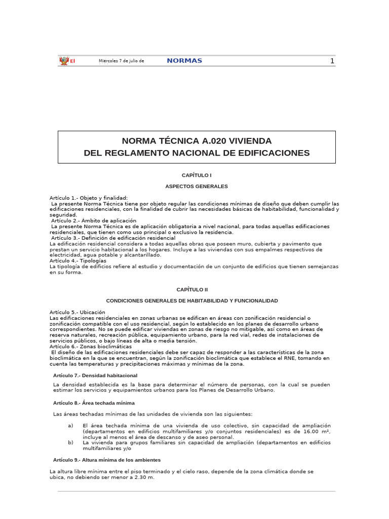 Norma Técnica A.020 para Viviendas 2023 | PDF | edificio | Zonificación