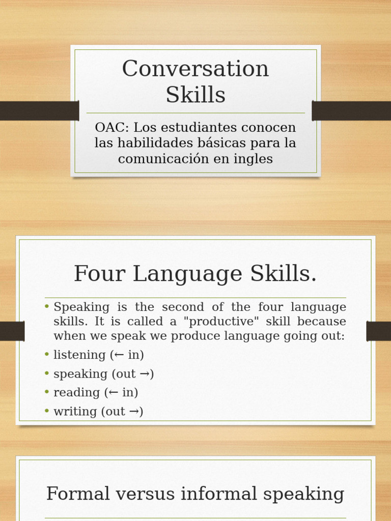 Conversation Skills | PDF | English Language | Speech