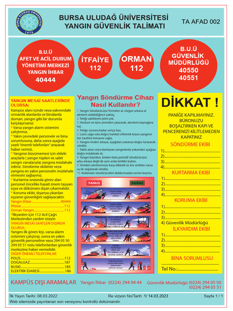Ta Afad 002 Yangin Guvenlik Talimati | PDF