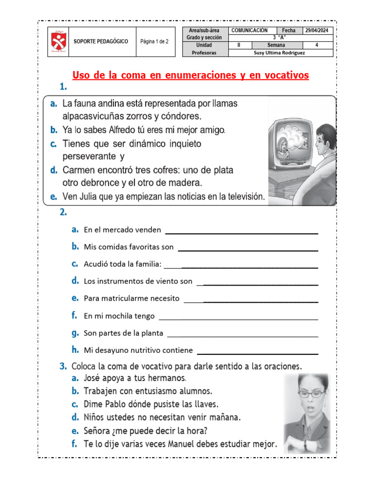 Uso de la Coma en Primaria | PDF