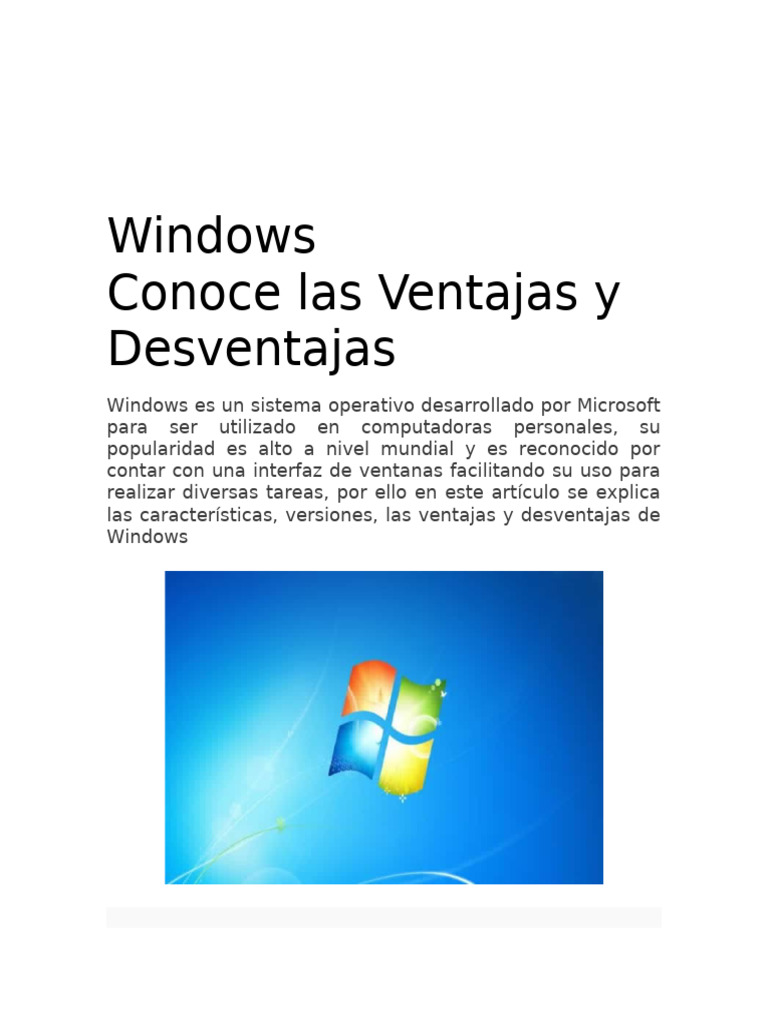 windows vwntajas y desventajas | PDF | Microsoft Windows | Interfaces ...