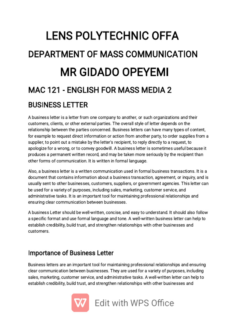 Business Letter Writing Guide | PDF | Poetry | Narrative