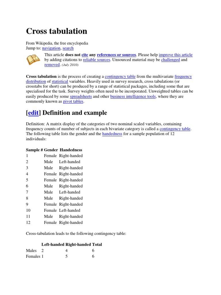 Cross Tabulation | PDF