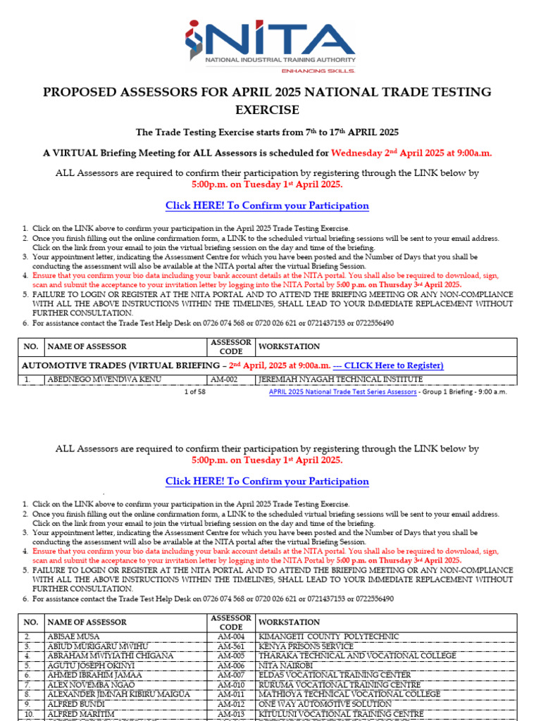 April 2025 Trade Test Assessors Briefing | PDF | Vocational Education ...
