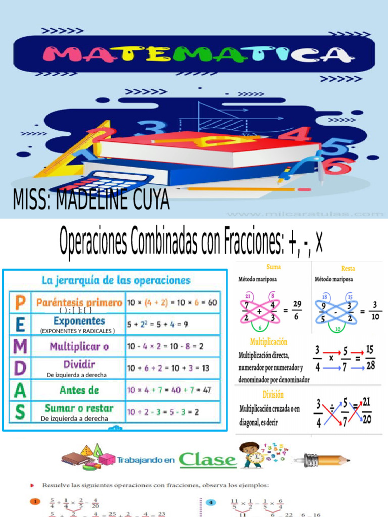 Clase de Aritmetica Operaciones Combinadas Con Fracciones 3ero | PDF