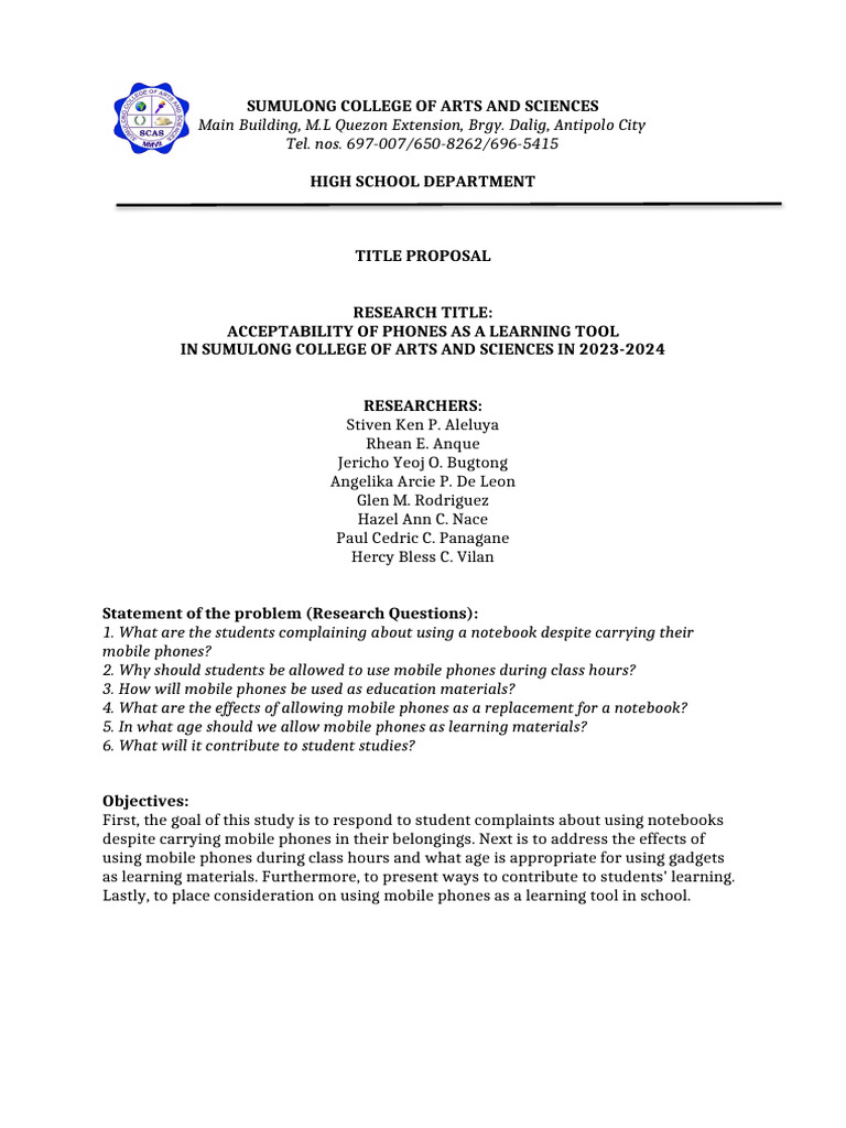 Impact of Mobile Phones on Learning | PDF | Project Based Learning ...