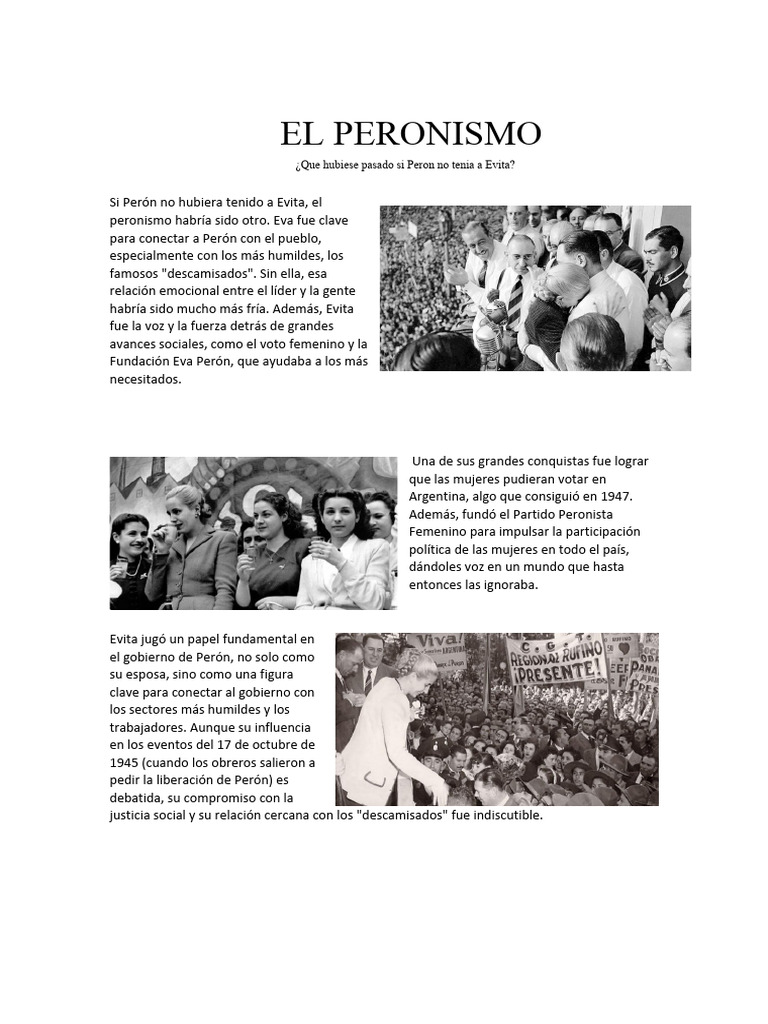 El papel de Evita en el peronismo | PDF | Argentina