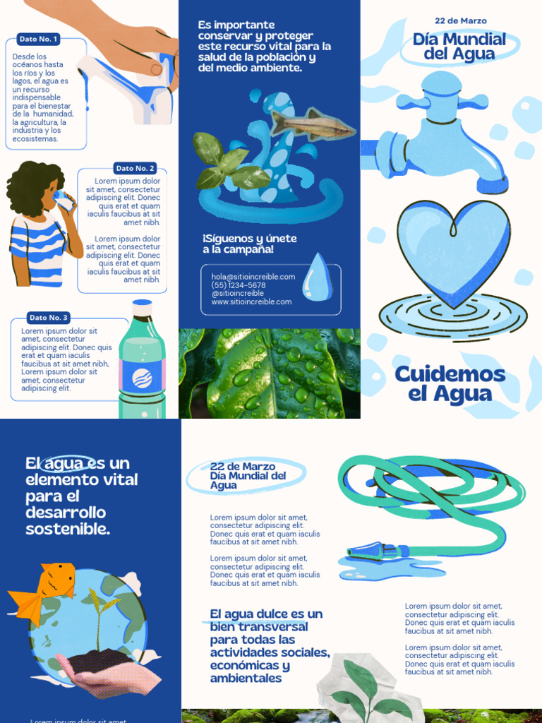 Folleto Cuidado Del Agua Ilustrado Azul | PDF | Agua | Entorno natural