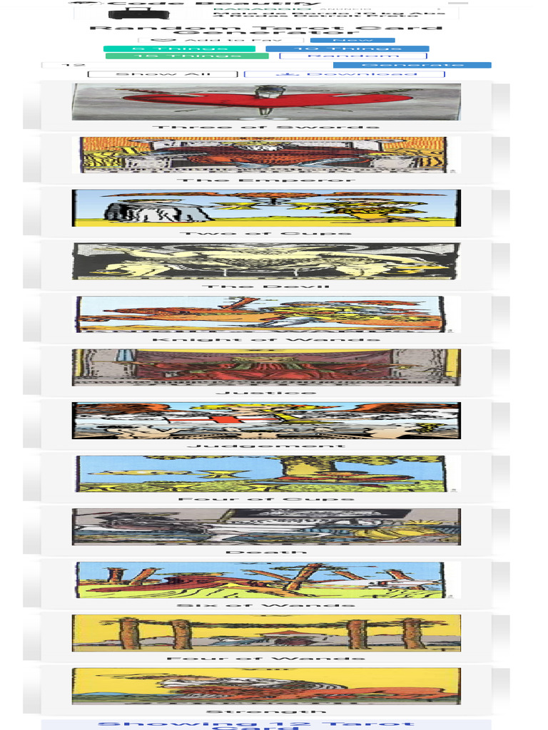 Random Tarot Card Generator Online 19 | PDF